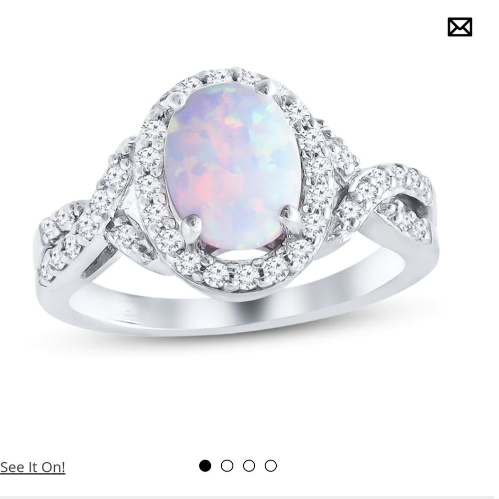 Lab created opal and sapphire ring